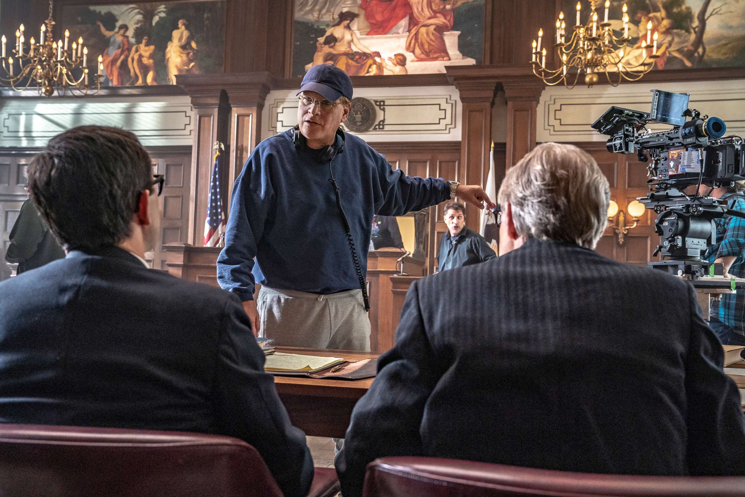 PHOTO: Director Aaron Sorkin during the filming of "The Trial of the Chicago 7."