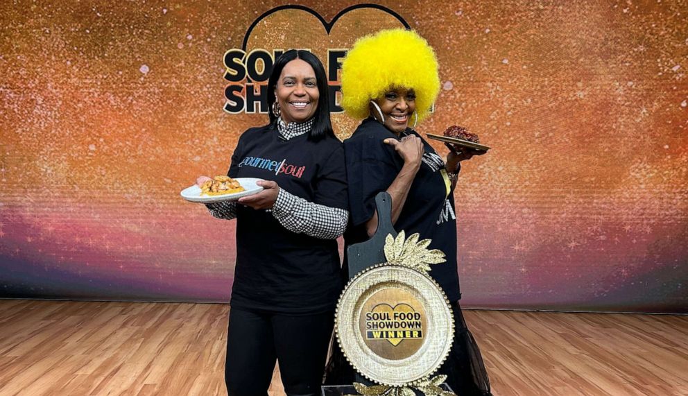 PHOTO: Chef Lavinia McCoy and Betty-Joyce Chester-Tamayo at the soul food showdown for "Good Morning America."
