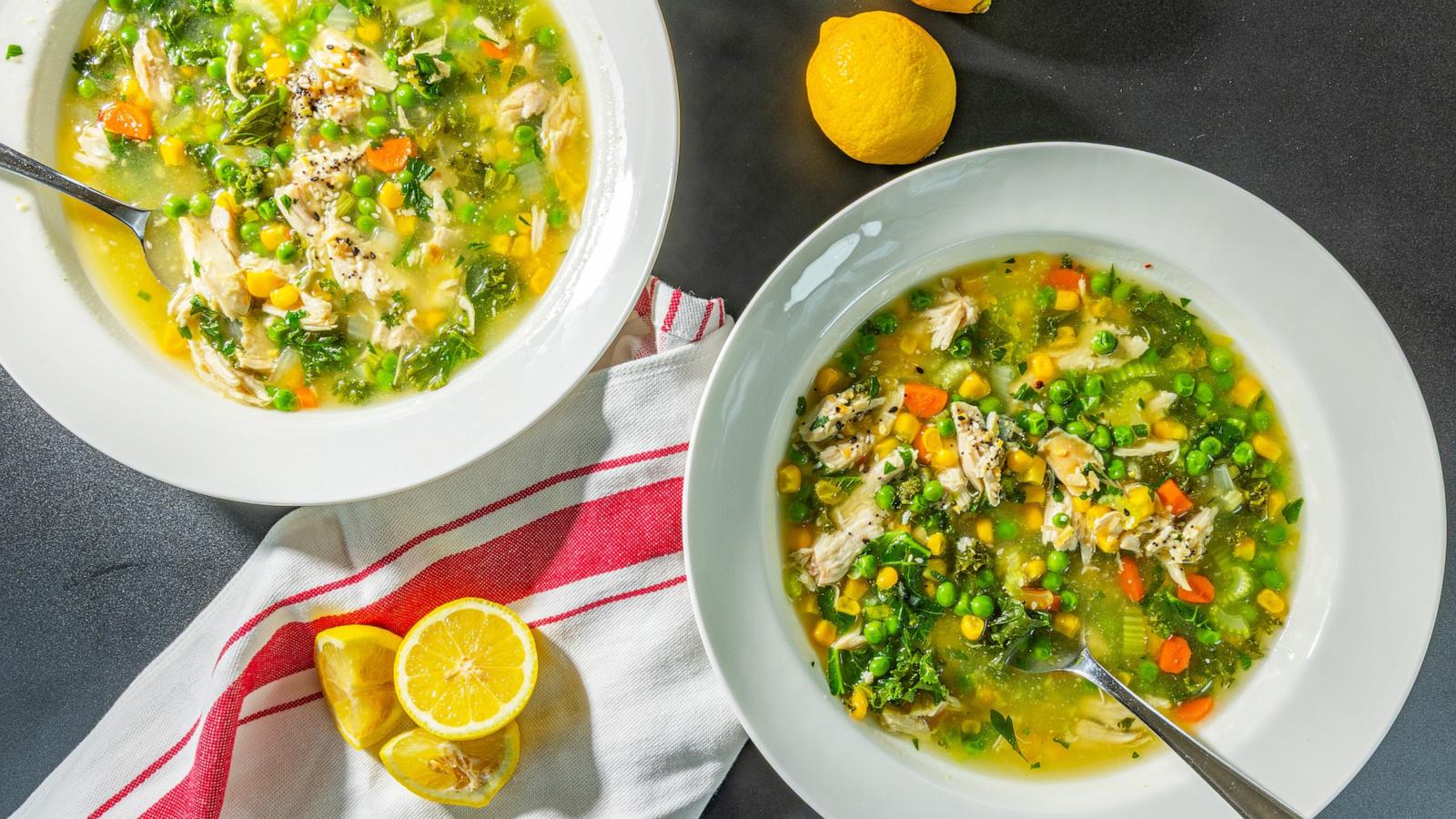 PHOTO: Adrianne Calvo's roasted everything chicken soup is pictured here.