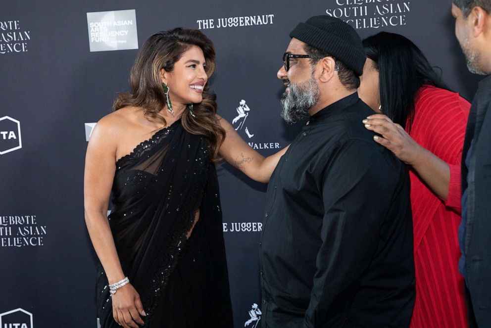 PHOTO: Priyanka Chopra Jonas appears with nominee Joseph Patel at the South Asian Excellence Celebration at United Talent Agency in Beverly Hills, Calif., March 23, 2022.
