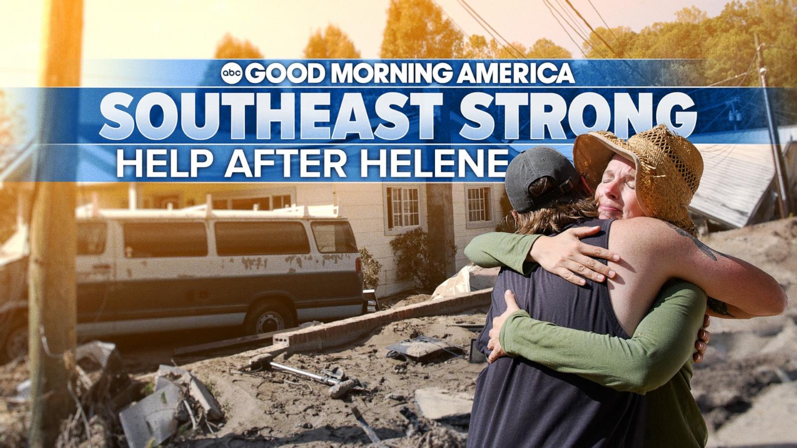 PHOTO: Good Morning America” is providing special coverage titled “Southeast Strong: Help After Helene”(#SoutheastStrongABC), spotlighting communities across the southeast impacted by Hurricane Helene and the urgent efforts to help them recover.