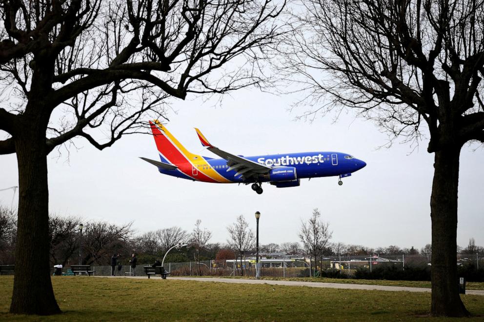 PHOTO: A Southwest Airlines jet comes in for a landing at LaGuardia Airport in New York City, January 11, 2023.