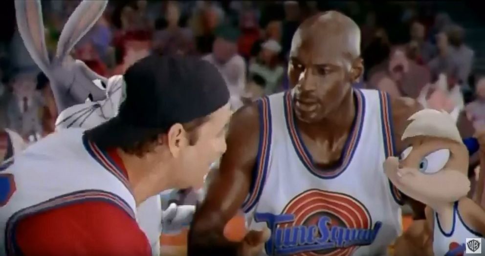 PHOTO: A screengrab from "Space Jam" trailer featuring basketball superstar Michael Jordan and cartoon favorite Bugs Bunny teaming up with other basketball greats and Looney Tunes characters.