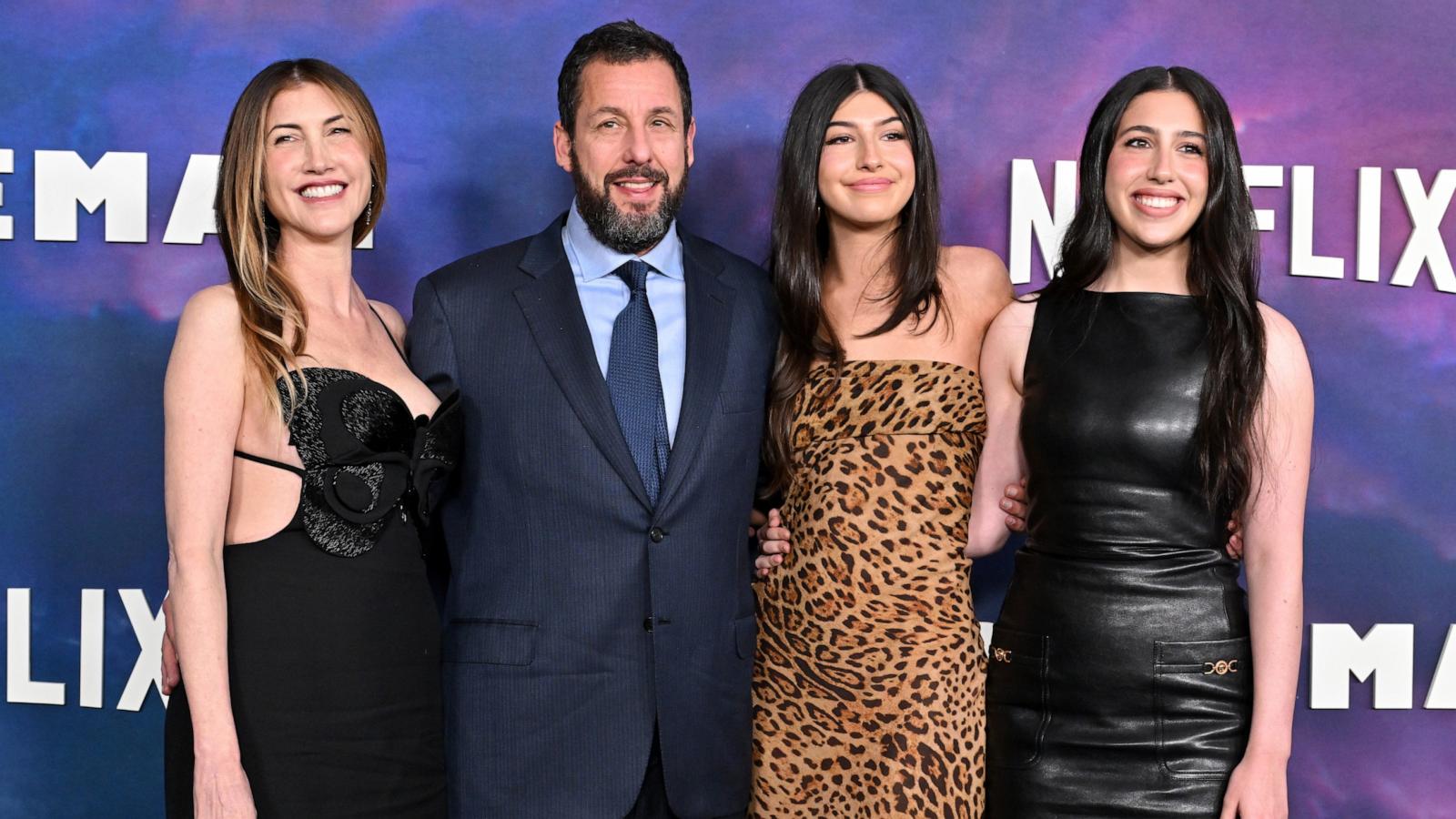 PHOTO: Jackie Sandler, Adam Sandler, Sunny Sandler and Sadie Sandler attend the Photocall for Netflix's "Spaceman" at The Egyptian Theatre Hollywood , Feb. 26, 2024, in Los Angeles.