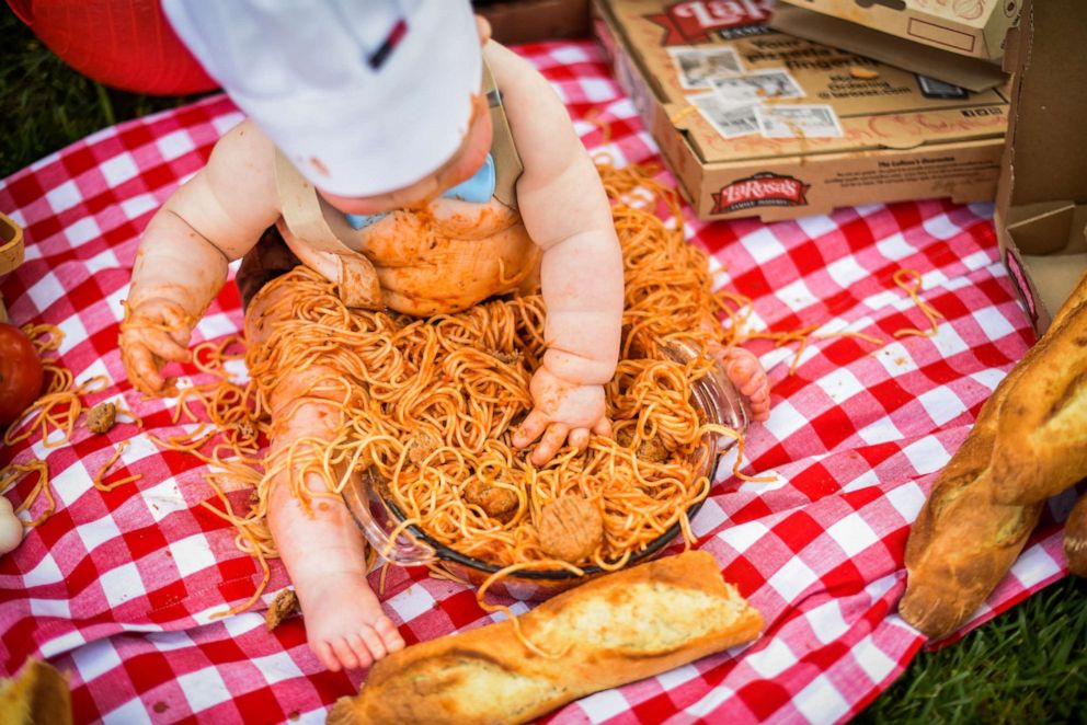 PHOTO: A toddler named Ira dove into a big bowl of spaghetti to celebrate his first birthday. Mom Becky Thaxton of Florence, Kentucky, and Kristina Herman of K Herman Photography came up with the unique idea.