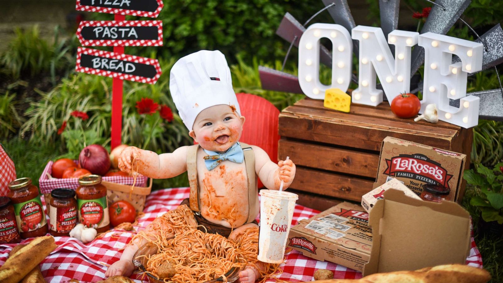 PHOTO: A toddler named Ira dove into a big bowl of spaghetti to celebrate his first birthday. Mom Becky Thaxton of Florence, Kentucky, and Kristina Herman of K Herman Photography came up with the unique idea.