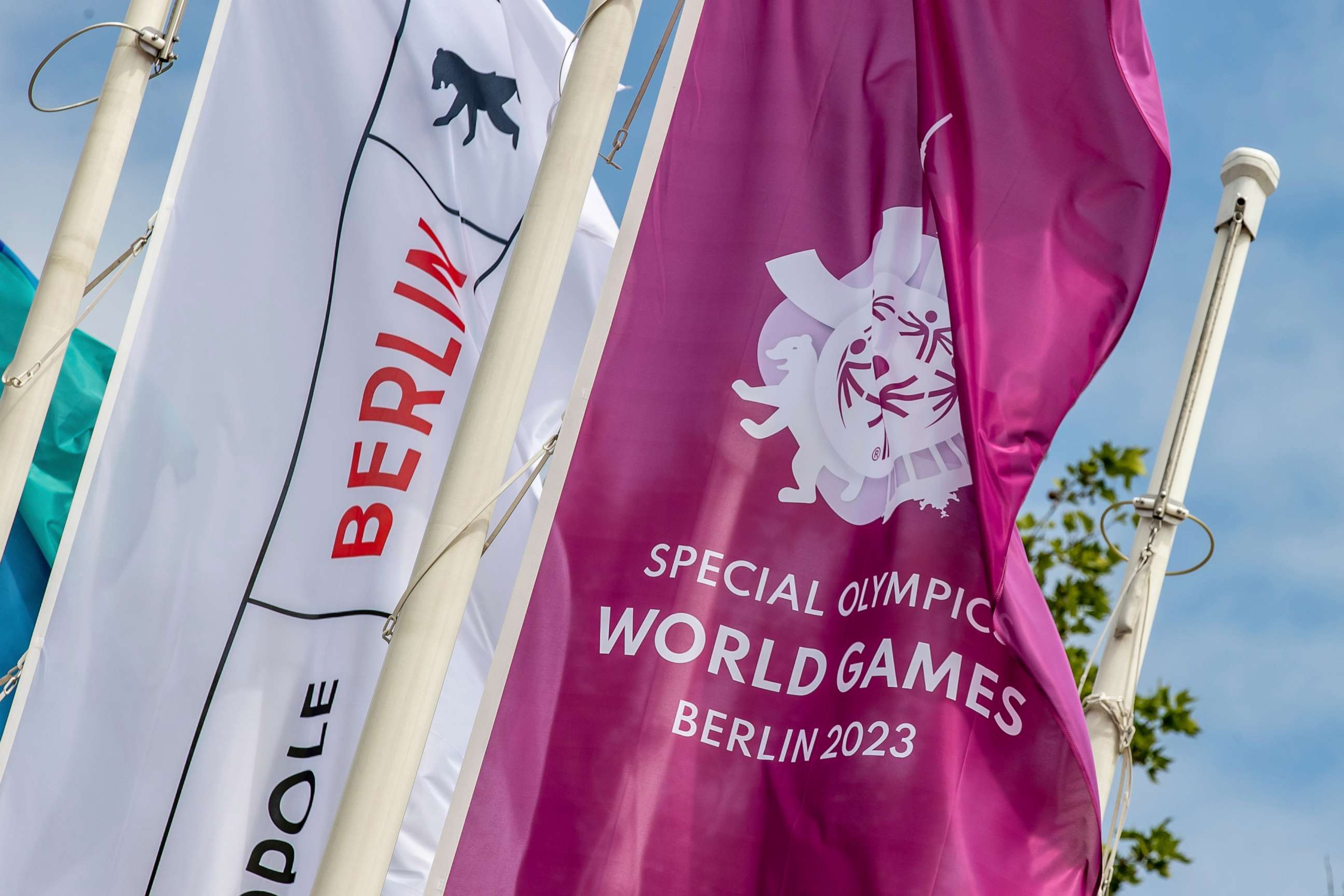 PHOTO: The Special Olympics World Games Berlin 2023 fly on the exhibition grounds , June 14, 2023, before the start of the Special Olympics World Games from June 17 to 25, 2023 in Berlin.