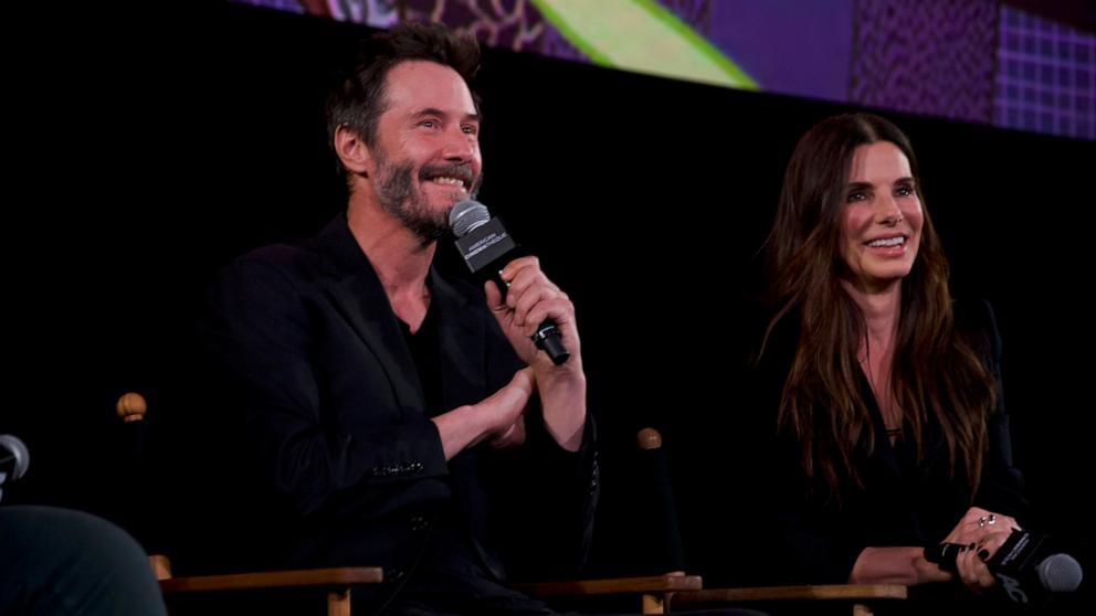 PHOTO: Keanu Reeves and Sandra Bullock attend Beyond Fest at American Cinematheque 30th Anniversary Screening of "SPEED," Oct. 8, 2024. 