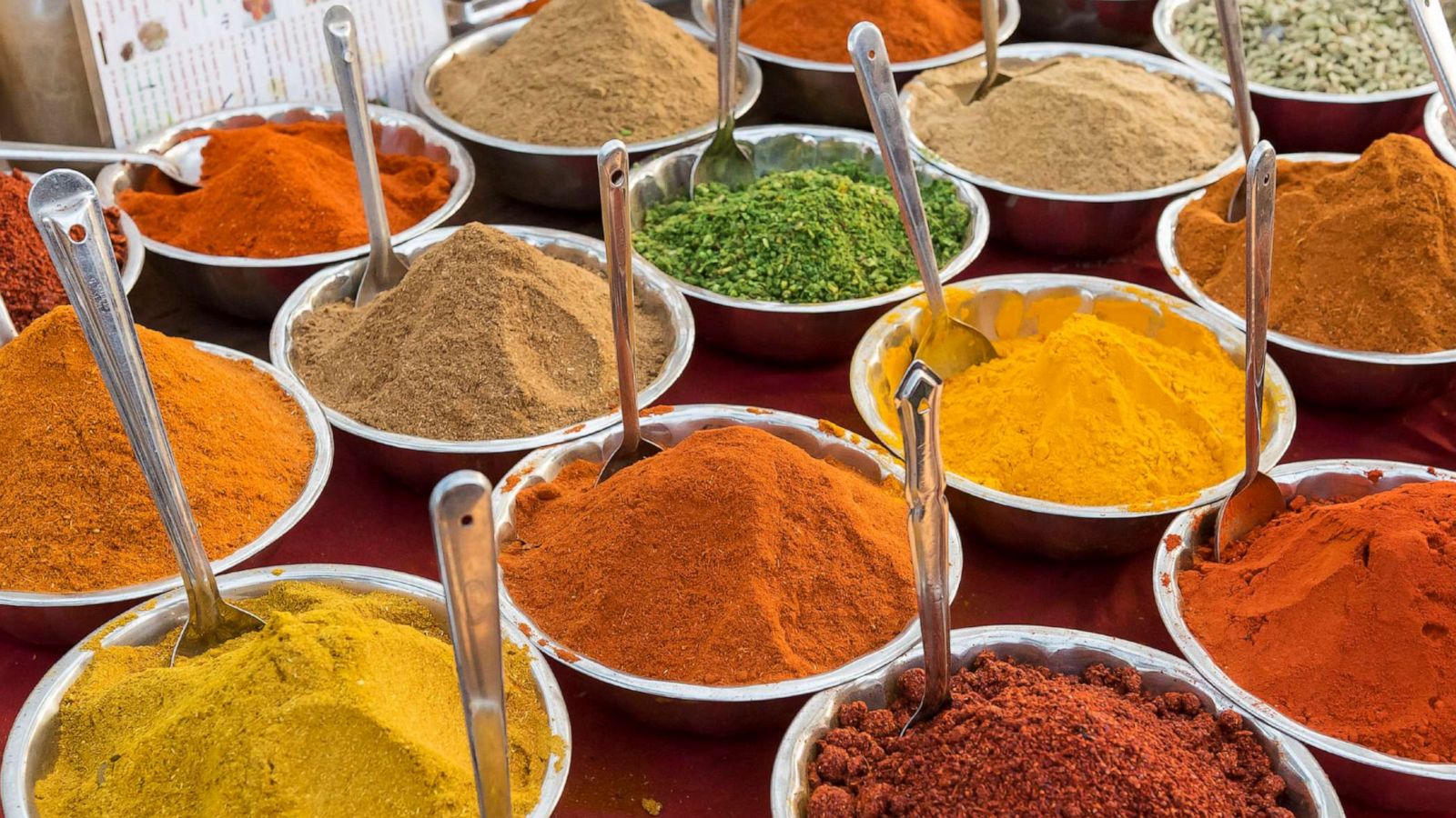 PHOTO: Spices are on display in bowls at the Anjuna Beach Flea Market in Goa, India.