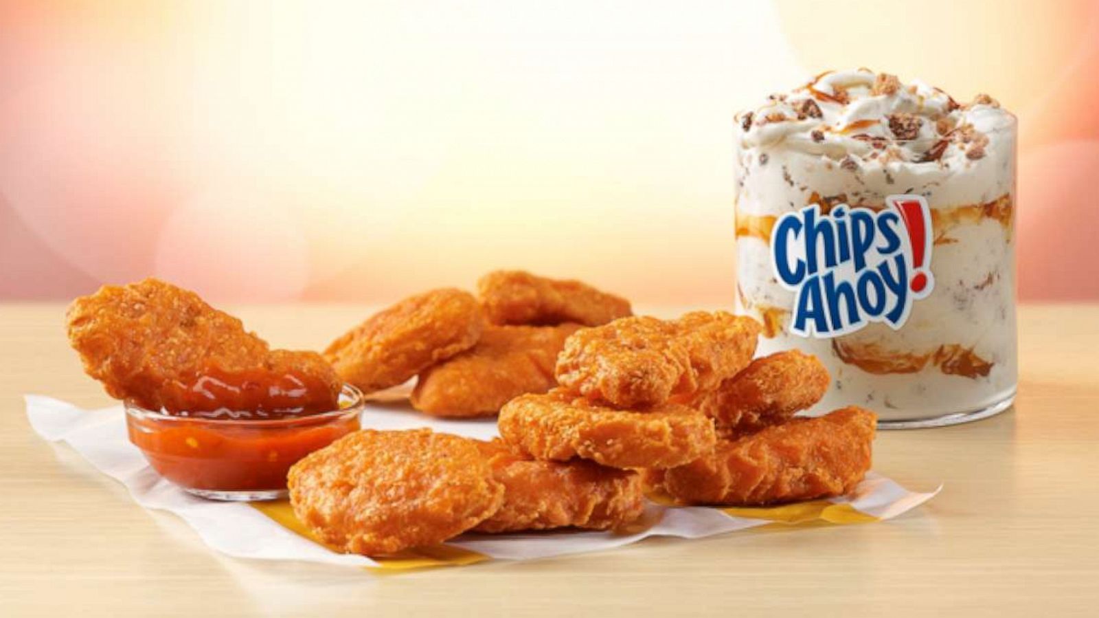 PHOTO: McDonald's new Spicy Chicken McNuggets, Mighty Hot Sauce and Chips Ahoy McFlurry will hit menus Sept. 16.