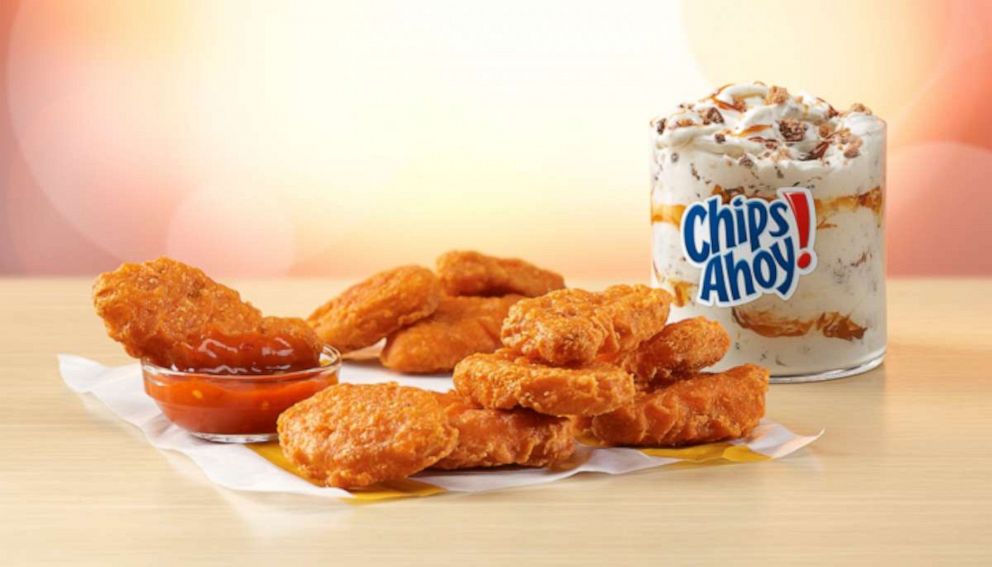 PHOTO: McDonald's new Spicy Chicken McNuggets, Mighty Hot Sauce and Chips Ahoy McFlurry.