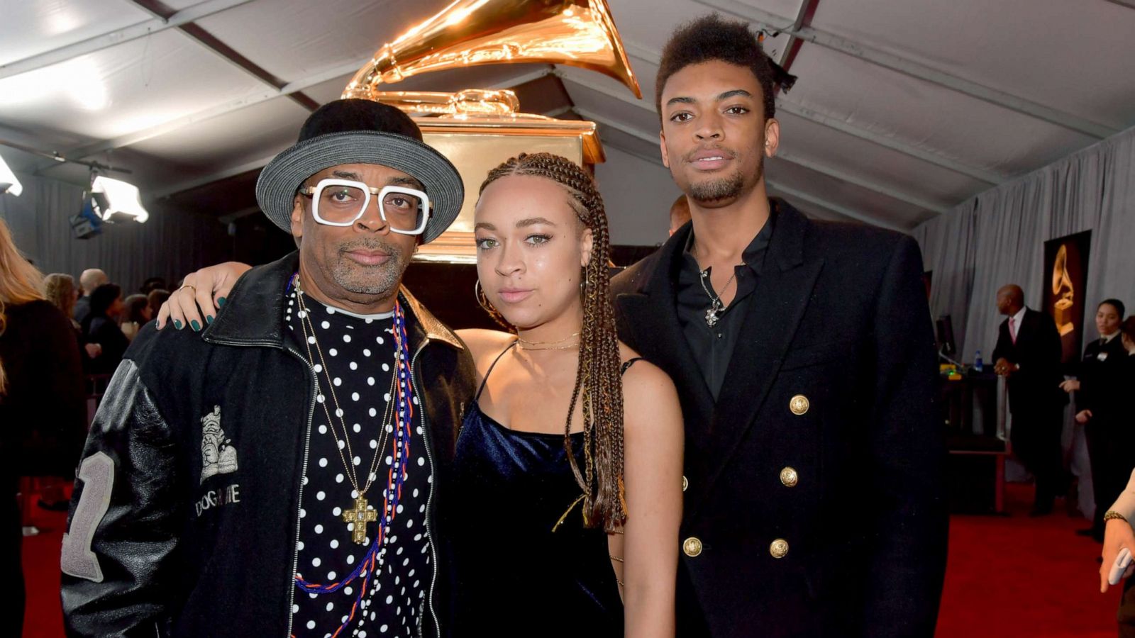 PHOTO: Director Spike Lee, and his children Satchel and Jackson Lee, attend the 60th annual Grammy Awards at Madison Square Garden, Jan. 28, 2018, in New York City.