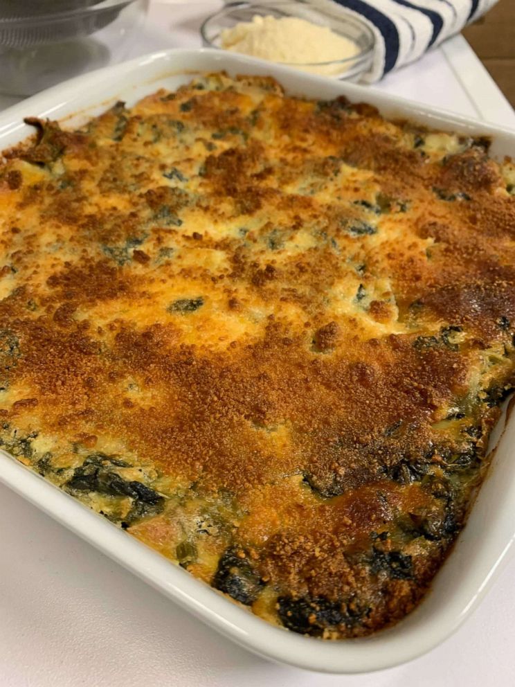 PHOTO: A crispy baked spinach and artichoke side dish for Thanksgiving.