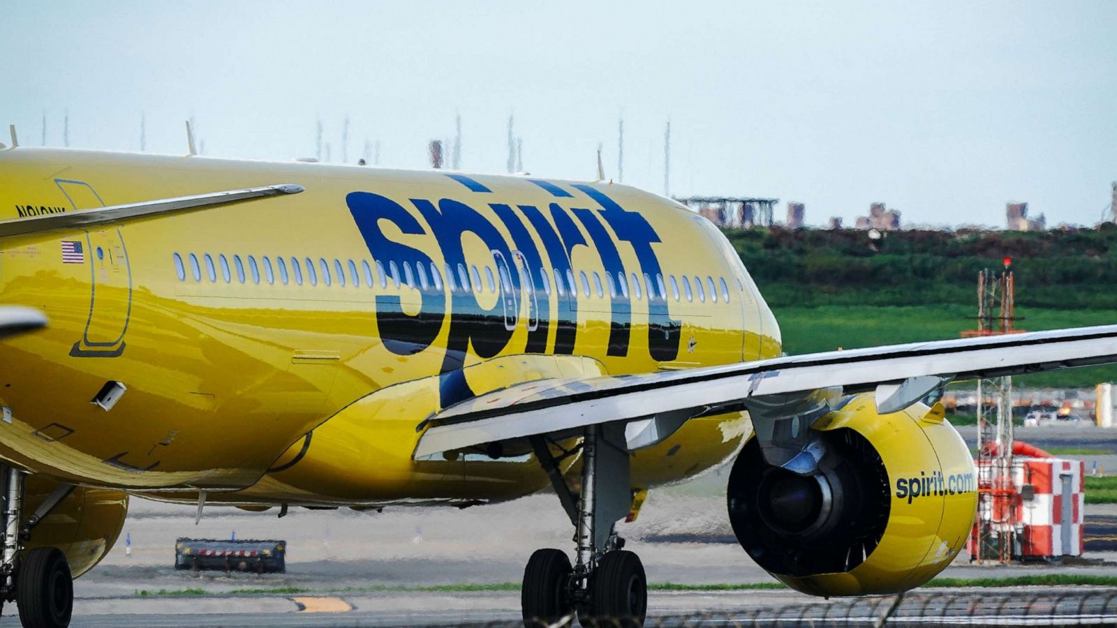 PHOTO: A Spirit Airlines aircraft takes off at La Guardia Airport in New York, Aug. 26, 2020.