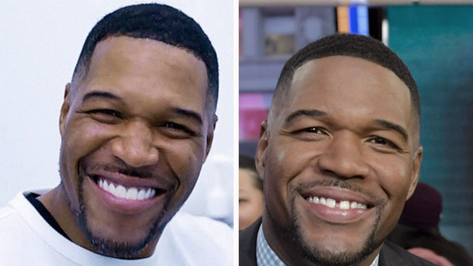 PHOTO: In this image posted to his Instagram account for April Fools day, Michael Strahan no longer shows a tooth gap | Michael Strahan is pictured in "Good Morning America," Feb. 5, 2020.