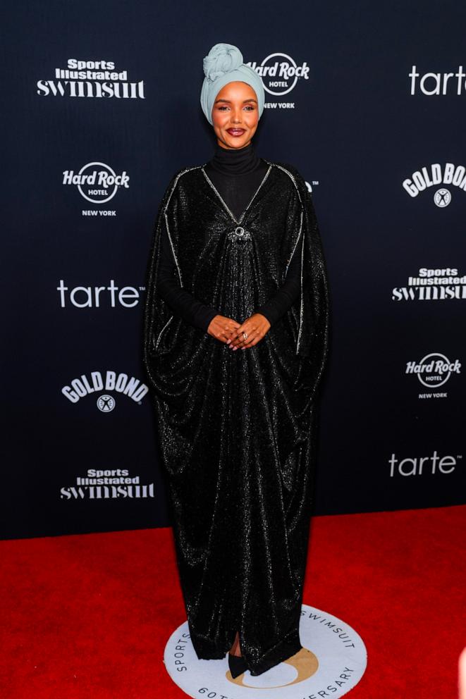 PHOTO: Halima Aden attends the 2024 Sports Illustrated Swimsuit Issue launch party at Hard Rock Cafe - Times Square on May 16, 2024 in New York City. 