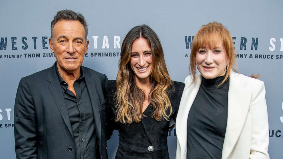 PHOTO: Bruce Springsteen, Jessica Rae Springsteen and Patti Scialfa attend "Western Stars" New York Screening at Metrograph, Oct. 16, 2019, in New York City.