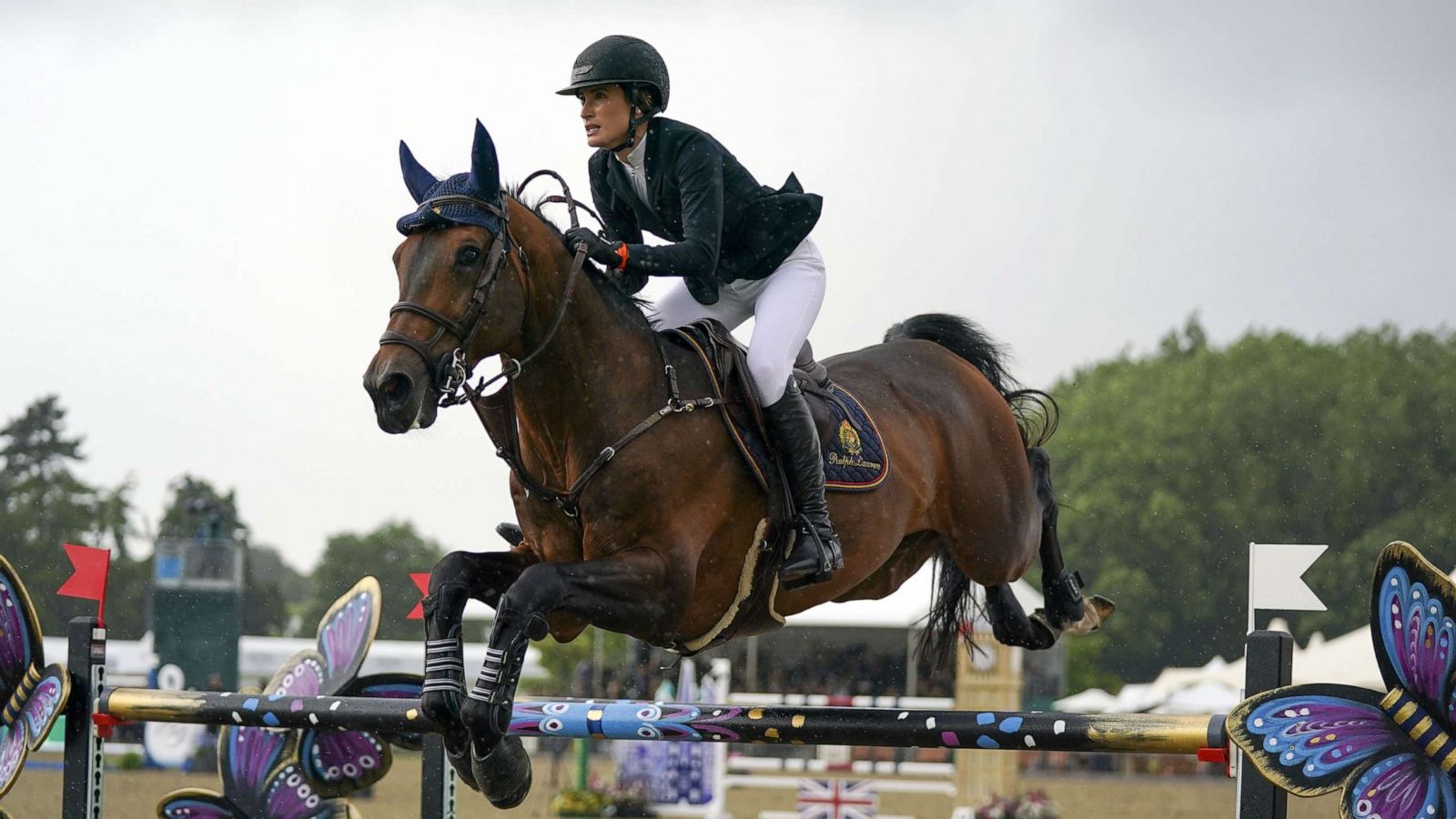 PHOTO: Jessica Springsteen riding Don Juan van de Donkhoeve competes in the Rolex Grand Prix at the Royal Windsor Horse Show, Windsor, July 4, 2021.