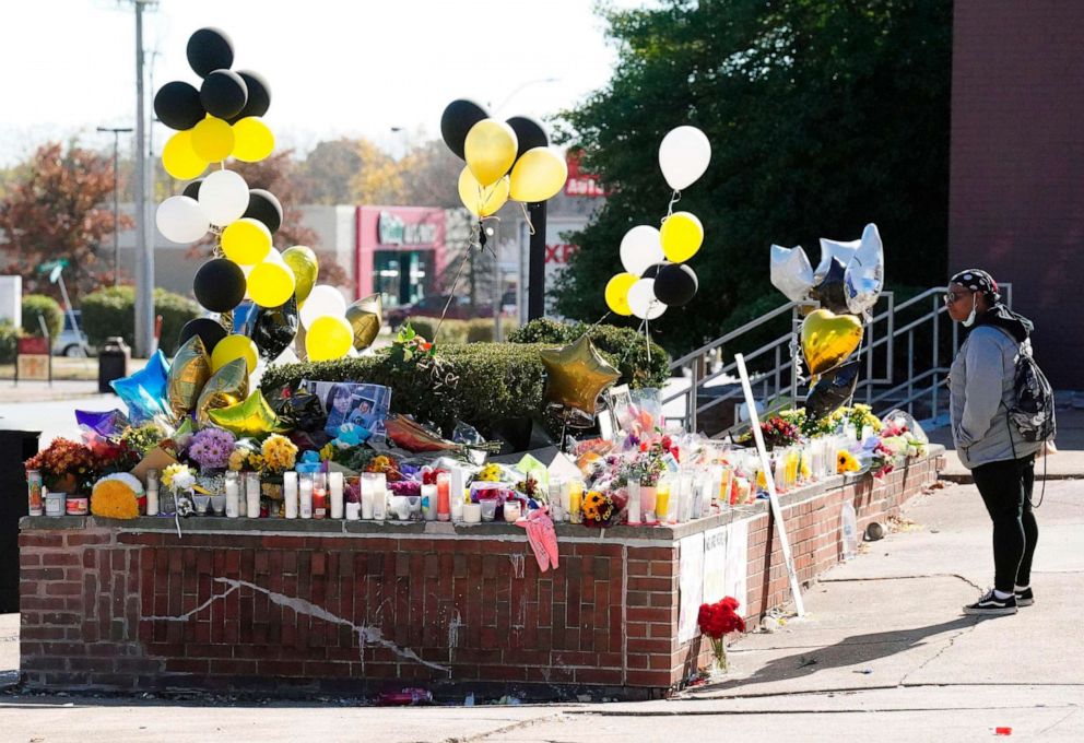 PHOTO: Memorial at the Central Visual and Performing Arts High School in St. Louis on Oct. 27, 2022. On Oct. 24, 2022 a gunman broke into the school, shot and killed a student and teacher and injured eight others. 