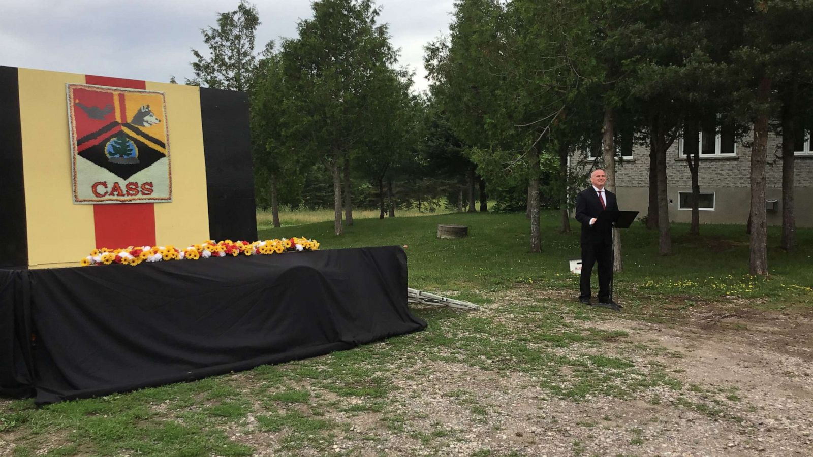 PHOTO: Ray Gowlett with his mobile graduation stage on the weekend of June 26, 2021.