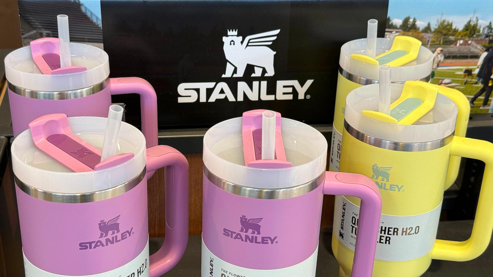 PHOTO: Stanley tumblers are displayed on a shelf at a Dick's Sporting Goods store, Feb. 2, 2024, in Daly City, Calif.