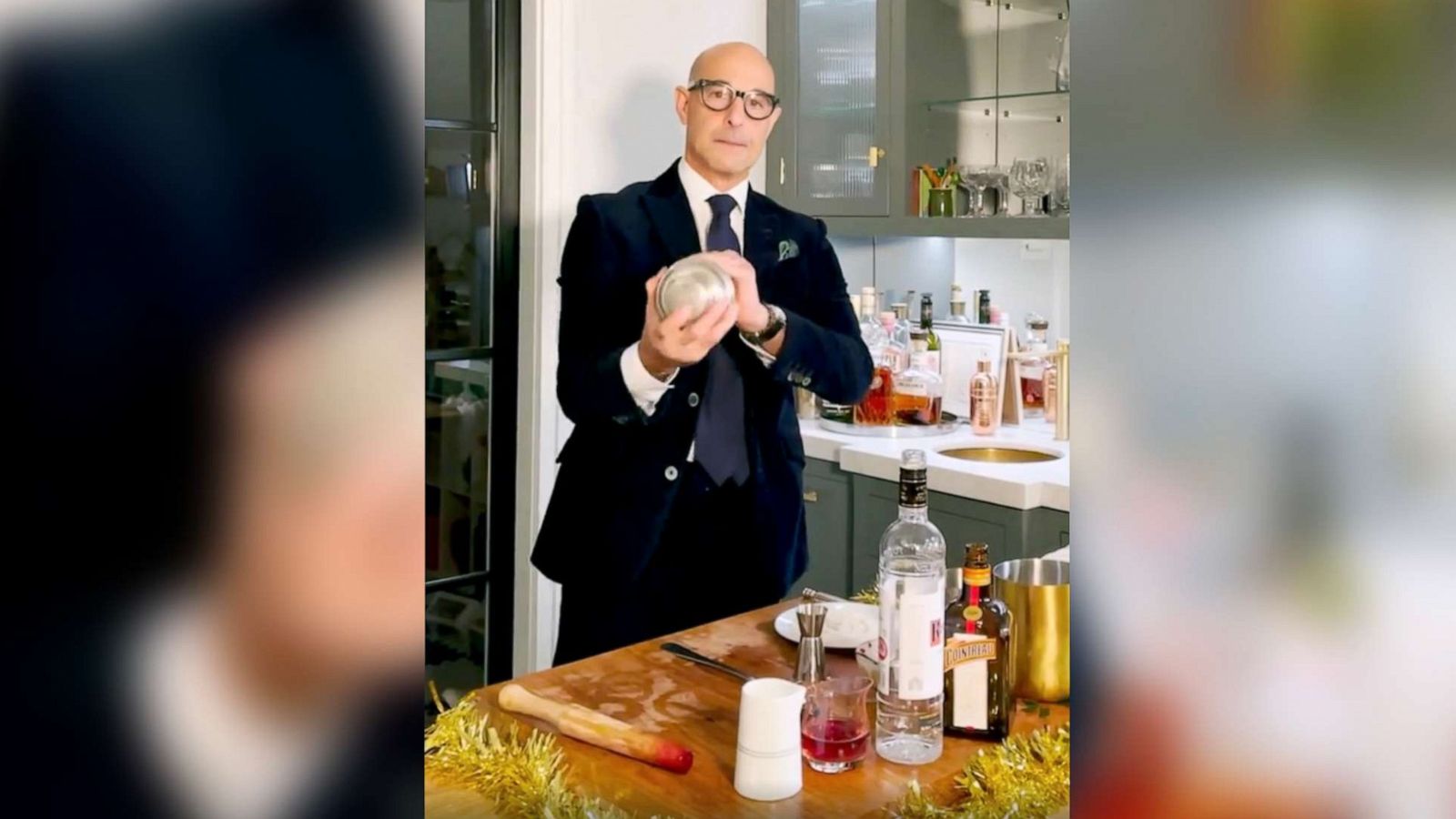 PHOTO: Actor Stanley Tucci makes a cocktail in a video he posted to his Instagram account.