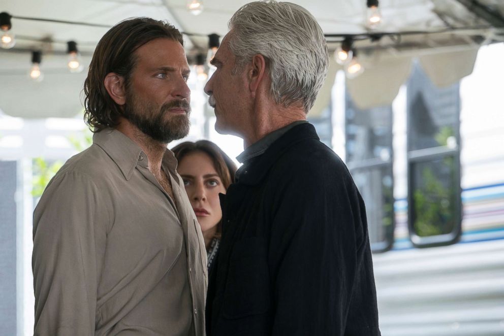 PHOTO: Bradley Cooper, from left, Lady Gaga and Sam Elliott in a scene from "A Star is Born."