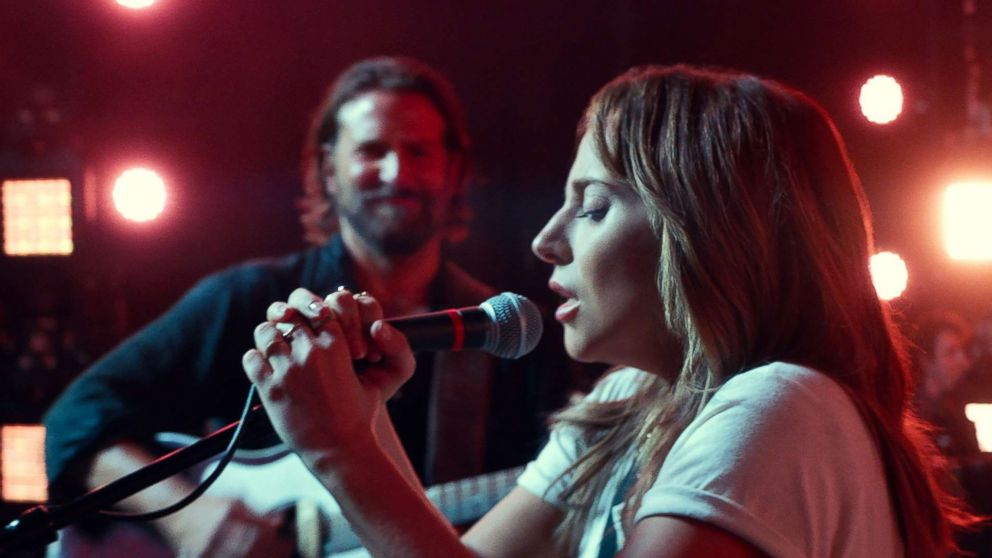 Bradley Cooper and Lady Gaga in a scene from the movie, "A Star is Born."