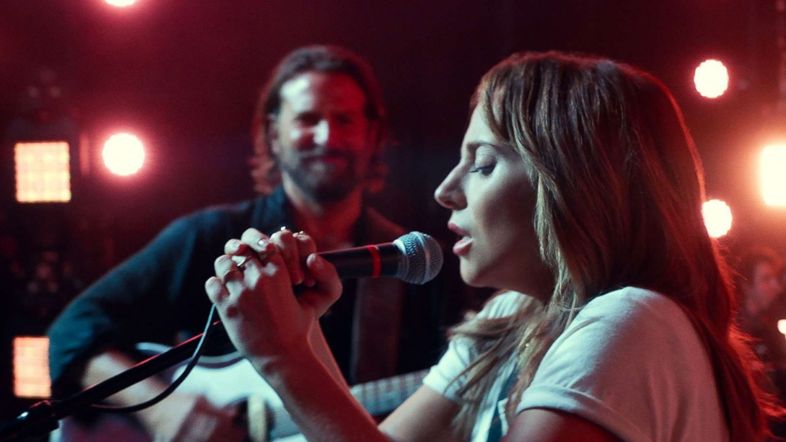 PHOTO: Bradley Cooper and Lady Gaga in a scene from the movie, "A Star is Born."