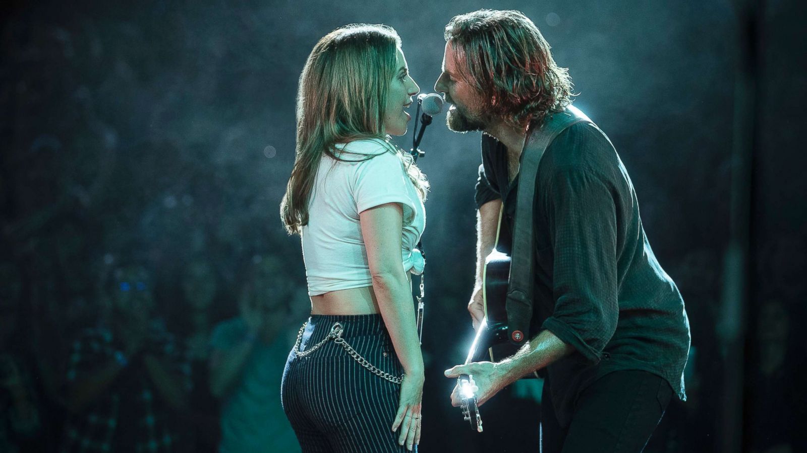 PHOTO: Bradley Cooper and Lady Gaga in a scene from the movie, "A Star is Born."