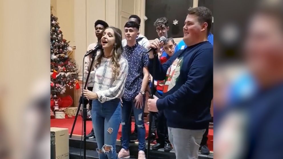 PHOTO: Christopher Halligan, 19, and Jessica Reinl, 17, sang a rendition of "Shallow" from the Golden Globe-nominated film, "A Star Is Born," alongside the Mount Sion Choir in Ireland.
