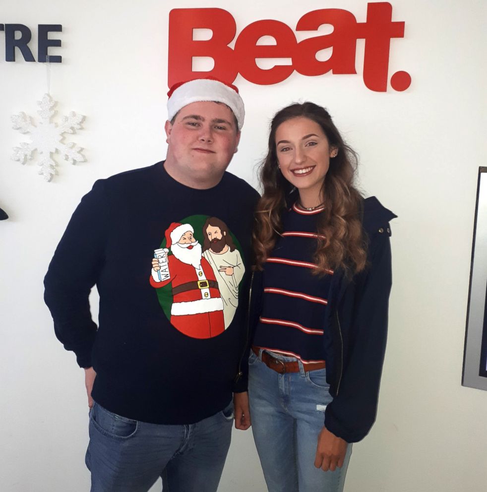 PHOTO: Christopher Halligan, 19, and Jessica Reinl, 17, of Ireland, sang a rendition of "Shallow" from the Golden Globe-nominated film, "A Star Is Born," which was originally performed by Lady Gaga and Bradley Cooper in the movie.