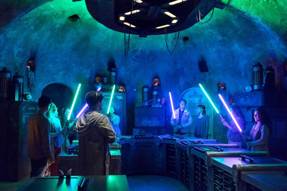 PHOTO:Custom lightsabers at Savis workshop at Disneyland's new StarWars Galaxys Edge.