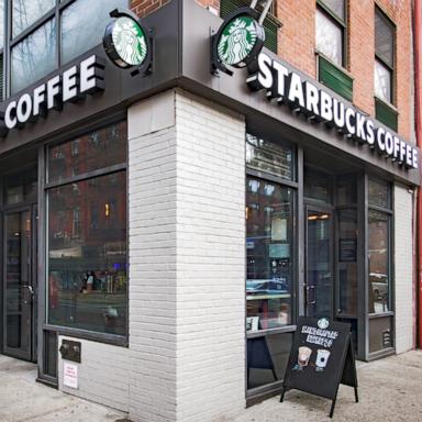 PHOTO: In this March 31, 2025, file photo, a Starbucks Coffee store is shown in New York.