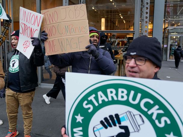 Thousands of Starbucks workers strike on Red Cup Day : NPR