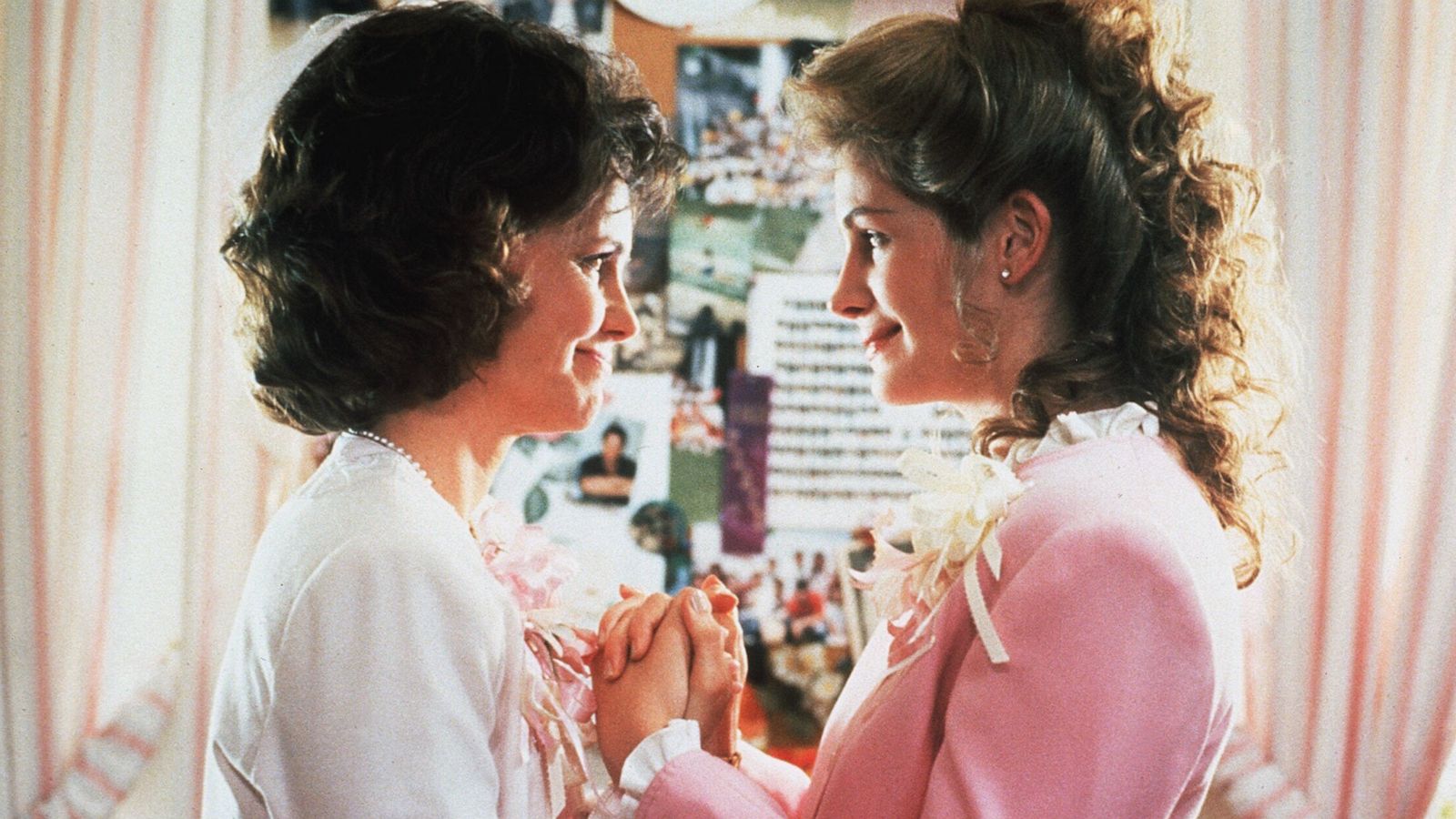 PHOTO: Sally Field and Julia Roberts are pictured on the set of the 1989 film, "Steel Magnolias."