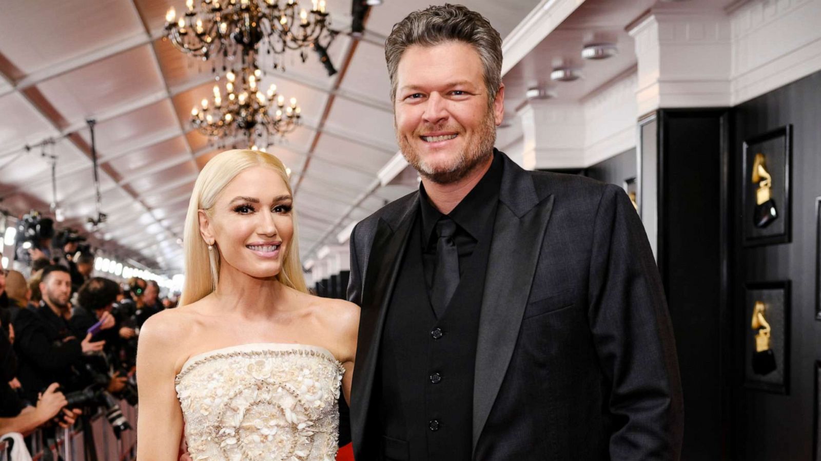 PHOTO: In this Jan. 26, 2020 file photo, Gwen Stefani and Blake Shelton attend the 62nd annual Grammy Awards in Los Angeles.