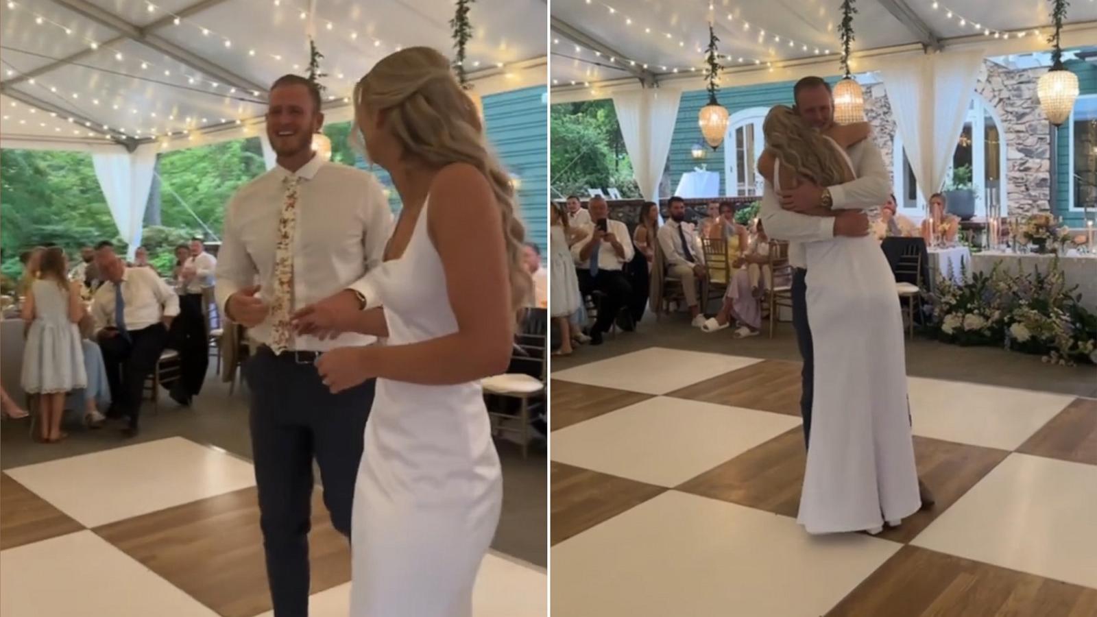 PHOTO: Gabrielle Stelzer surprised her older brother Thomas Stelzer with a sibling dance at her April 19 wedding to Elliott Dolan.