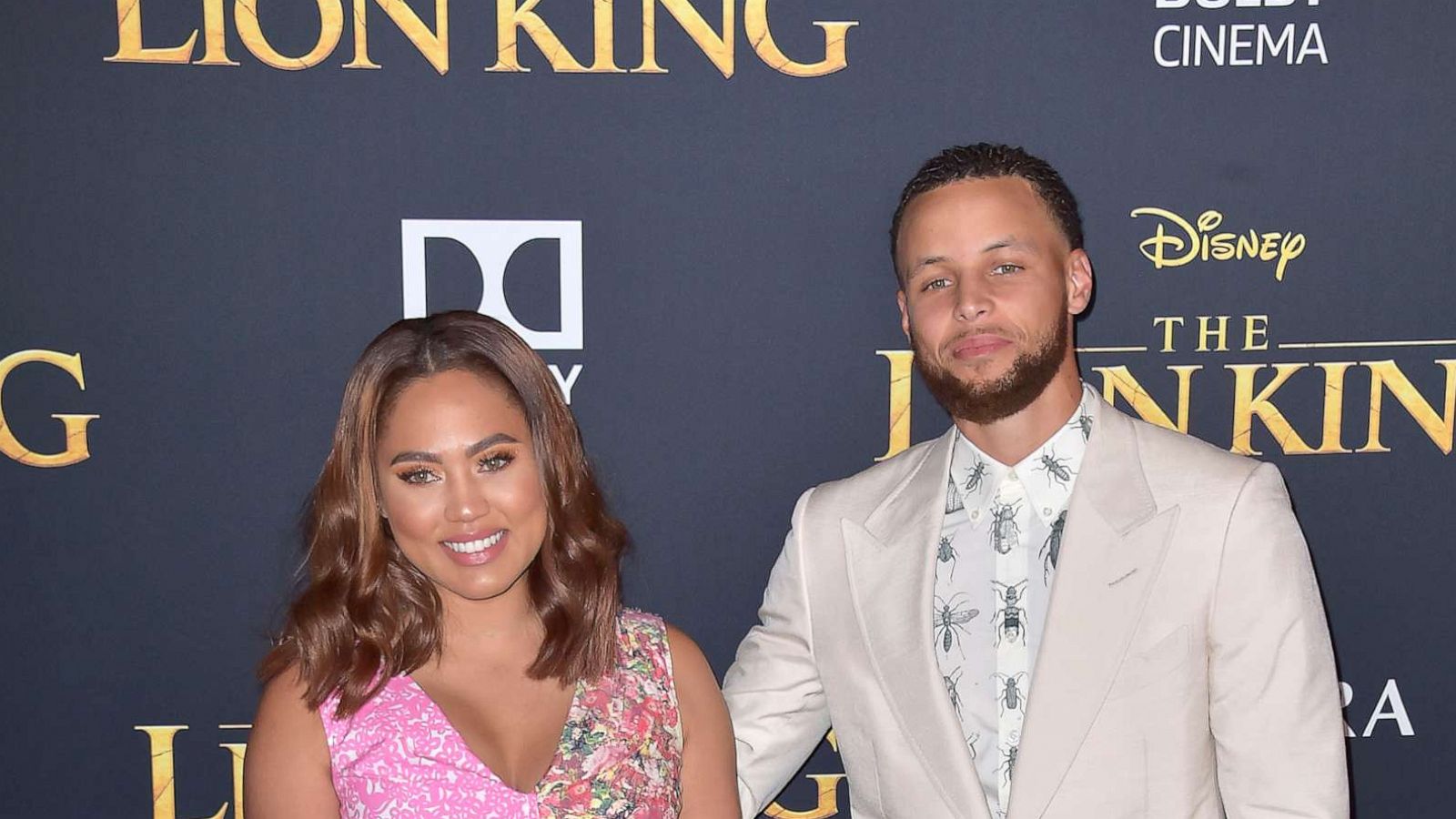 PHOTO: Steph Curry with wife Ayesha Curry and daughters Ryan and Riley at the world premiere of the movie 'The Lion King' at the Dolby Theater in Los Angeles, July 9, 2019.