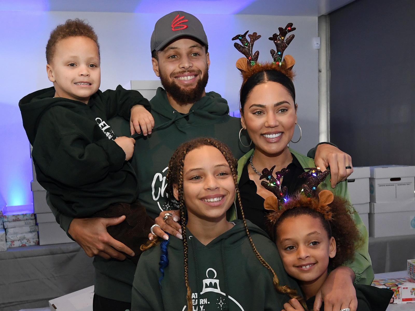 PHOTO: In this Dec. 11, 2022 file photo, (L-R) Riley Elizabeth Curry, Stephen Curry, Canon W. Jack Curry, Ayesha Curry and Ryan Carson Curry attend "Eat. Learn. Play.'s 10th Annual Christmas with the Currys" at The Bridge Yard in Oakland, Calif.