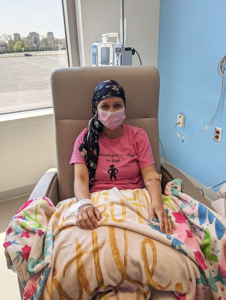 PHOTO: Stephanie Schmidt, 30, of New York, is pictured undergoing chemotherapy for breast cancer while pregnant with her second child.