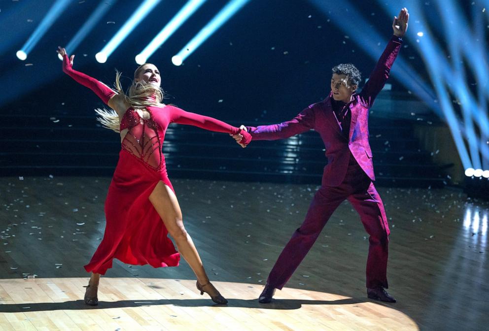 PHOTO: Stephen Nedoroscik and Rylee Arnold dance during the Semi-Final episode of "Dancing With The Stars."