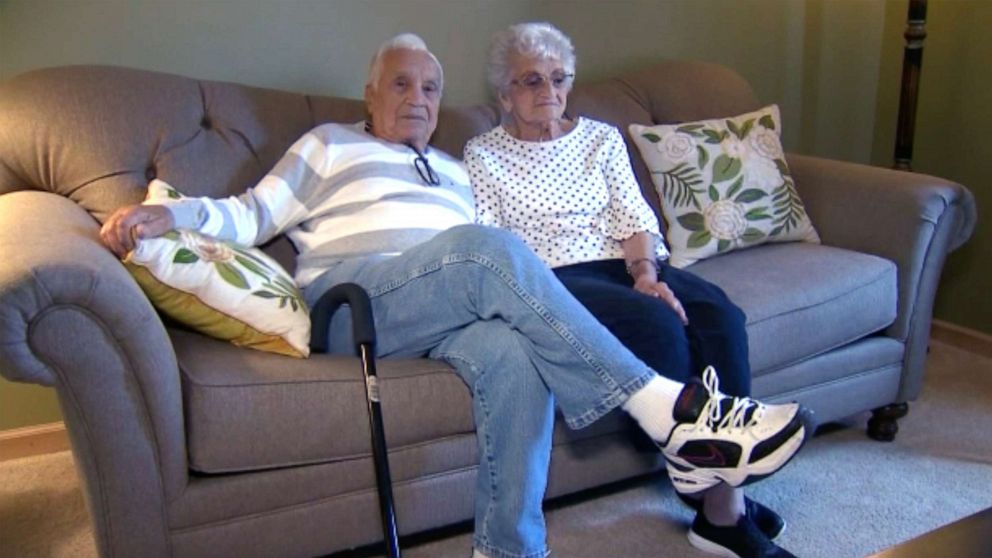 PHOTO: In this screen grab taken from a video, Steve and Marie Orlando celebrate their 70th wedding anniversary.
