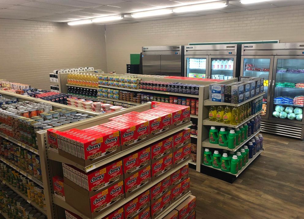 PHOTO: Stocked shelves inside the student-run grocery store in Sanger, Texas.