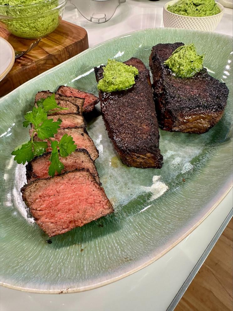 PHOTO: Cast Iron Crusted NY Strip Steak with "Shamrock" Butter