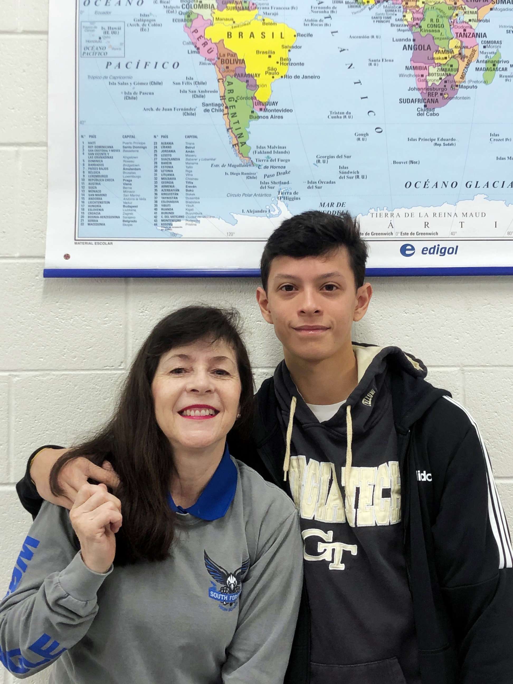 PHOTO: High school senior, Max Pacheco, poses for a photo with his favorite teacher, Dr. Gloria Green, in an undated handout photo.