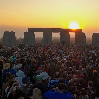 PHOTO: Visitors welcome the sun at Stonehenge, June 21, 2023, in Wiltshire, England. In the Northern Hemisphere, the longest day of the year falls on the 21st of June. This day is often referred to as the Summer Solstice or Midsummer's Day. 