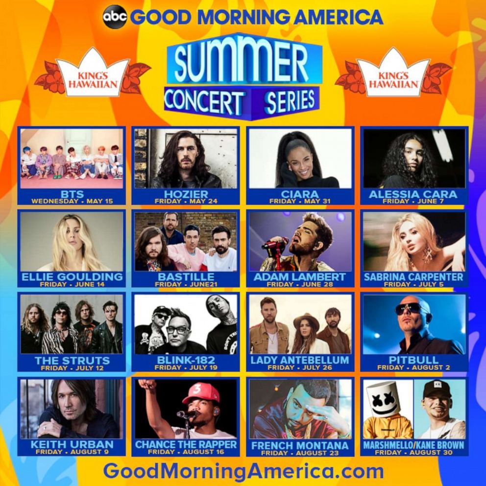 PHOTO: "Good Morning America" announces our 2019 Summer Concert series lineup!