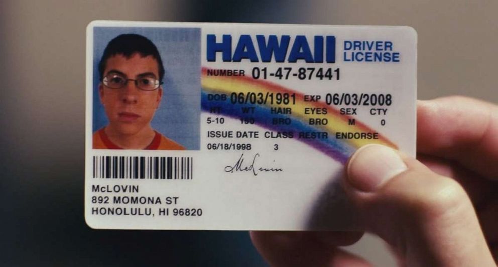 PHOTO: The fake "McLovin" id in "Superbad," 2007.