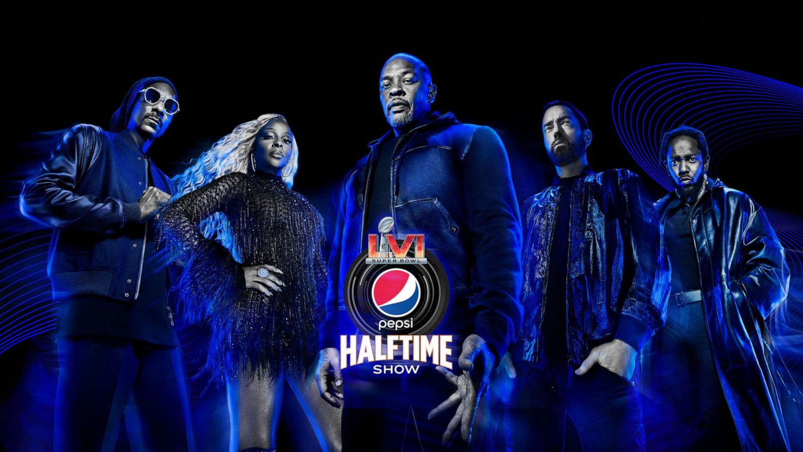 PHOTO: Snoop Dogg, Mary J. Blige, Dr. Dre, Eminem and Kendrick Lamar are shown in this promotional image for the Pepsi Super Bowl Halftime Show.